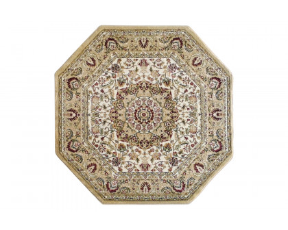 BLNK™ Mersin Collection Persian Style Octagon Olefin Area Rug with Jute Backing - Ivory, 7'W x 7'L