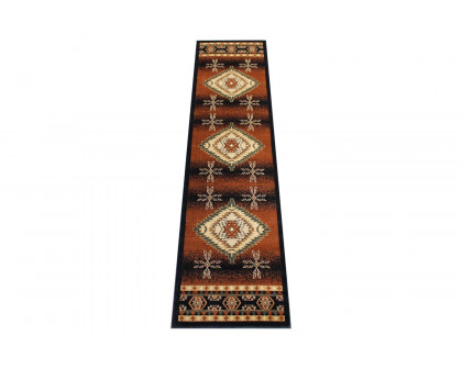 BLNK Mirage Collection Southwestern Style Olefin Area Rug with Jute Backing - Brown, 3'W x 10'L