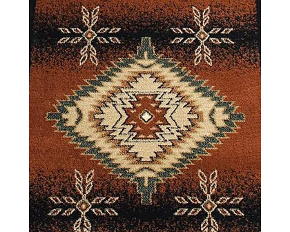 BLNK Mirage Collection Southwestern Style Olefin Area Rug with Jute Backing - Brown, 3'W x 10'L