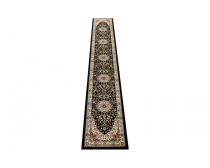 BLNK™ Mersin Collection Persian Style Olefin Area Rug with Jute Backing - Black, 3'W x 15'L