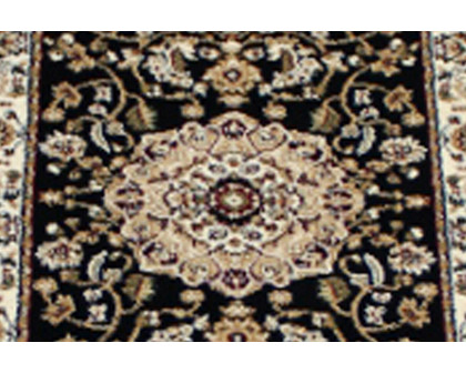 BLNK™ Mersin Collection Persian Style Olefin Area Rug with Jute Backing - Black, 3'W x 15'L