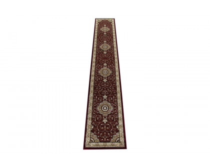 BLNK Portman Collection Persian Style Olefin Area Rug with Jute Backing - Burgundy, 3'W x 15'L