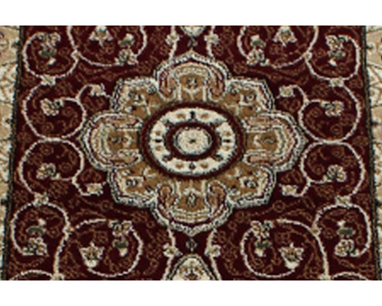 BLNK Portman Collection Persian Style Olefin Area Rug with Jute Backing - Burgundy, 3'W x 15'L