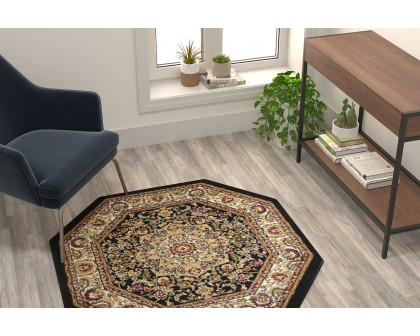 BLNK - Mersin Collection Persian Style Octagon Olefin Area Rug with Jute Backing