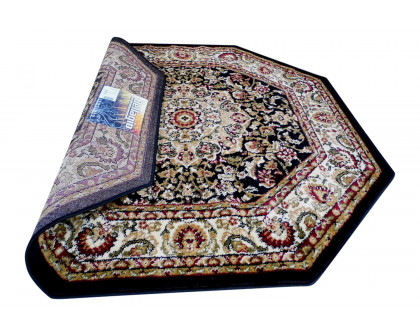 BLNK™ Mersin Collection Persian Style Octagon Olefin Area Rug with Jute Backing - Black, 4'W x 4'L