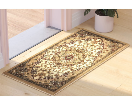 BLNK™ Mersin Collection Persian Style Olefin Area Rug with Jute Backing - Ivory, 2'W x 3'L