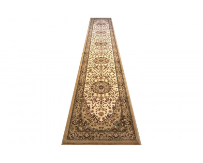 BLNK Mersin Collection Persian Style Olefin Area Rug with Jute Backing - Ivory, 3'W x 15'L