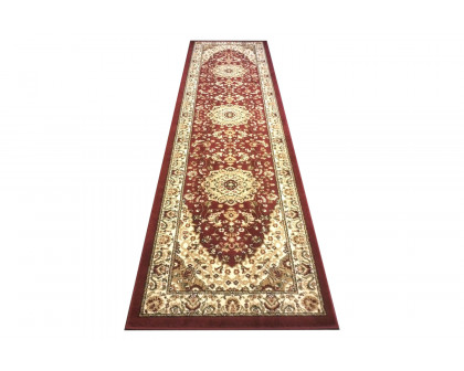 BLNK Mersin Collection Persian Style Olefin Area Rug with Jute Backing - Burgundy, 3'W x 10'L