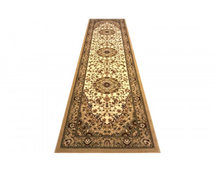 BLNK Mersin Collection Persian Style Olefin Area Rug with Jute Backing - Ivory, 3'W x 10'L