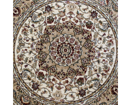 BLNK Mersin Collection Persian Style Round Olefin Area Rug with Jute Backing - Ivory, 7'W x 7'L