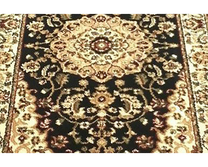 BLNK™ Mersin Collection Persian Style Olefin Area Rug with Jute Backing - Black, 3'W x 10'L