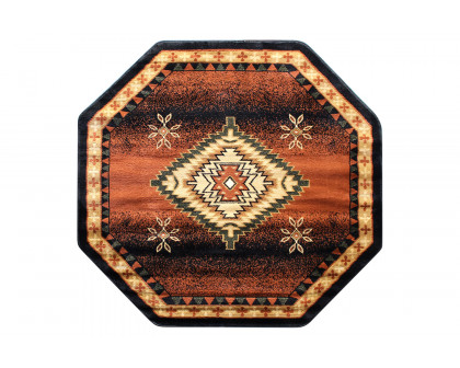 BLNK Mirage Collection Southwestern Style Round Olefin Area Rug with Jute Backing - Brown, 4'W x 4'L