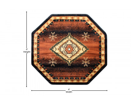 BLNK Mirage Collection Southwestern Style Round Olefin Area Rug with Jute Backing - Brown, 4'W x 4'L