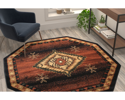 BLNK Mirage Collection Southwestern Style Round Olefin Area Rug with Jute Backing