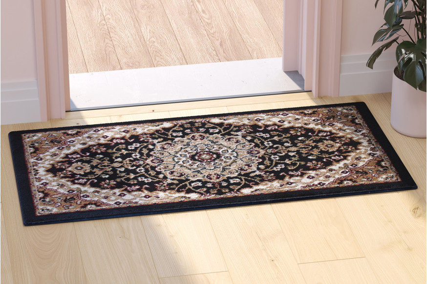 BLNK™ Mersin Collection Persian Style Olefin Area Rug with Jute Backing - Black, 2'W x 3'L