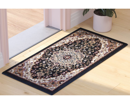 BLNK™ Mersin Collection Persian Style Olefin Area Rug with Jute Backing - Black, 2'W x 3'L