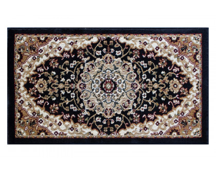 BLNK™ Mersin Collection Persian Style Olefin Area Rug with Jute Backing - Black, 2'W x 3'L