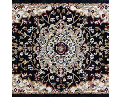 BLNK™ Mersin Collection Persian Style Olefin Area Rug with Jute Backing - Black, 2'W x 3'L