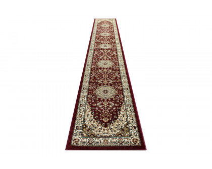 BLNK™ Mersin Collection Persian Style Olefin Area Rug with Jute Backing - Burgundy, 3'W x 15'L