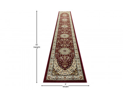 BLNK™ Mersin Collection Persian Style Olefin Area Rug with Jute Backing - Burgundy, 3'W x 15'L