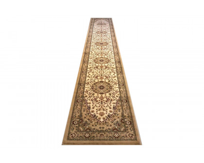 BLNK Mersin Collection Persian Style Olefin Area Rug with Jute Backing - Ivory, 3'W x 20'L