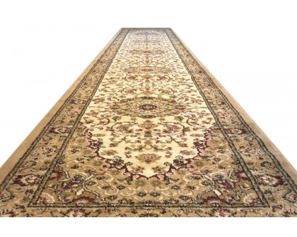 BLNK Mersin Collection Persian Style Olefin Area Rug with Jute Backing - Ivory, 3'W x 20'L