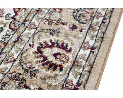 BLNK Mersin Collection Persian Style Square Olefin Area Rug with Jute Backing - Ivory, 4'W x 4'L