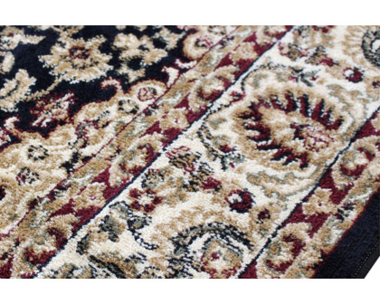 BLNK Mersin Collection Persian Style Square Olefin Area Rug with Jute Backing - Black, 5'W x 5'L