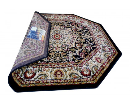 BLNK Mersin Collection Persian Style Octagon Olefin Area Rug with Jute Backing - Black, 7'W x 7'L