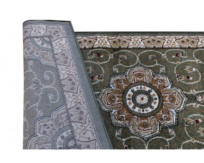 BLNK Portman Collection Persian Style Olefin Area Rug with Jute Backing - Green, 3'W x 15'L