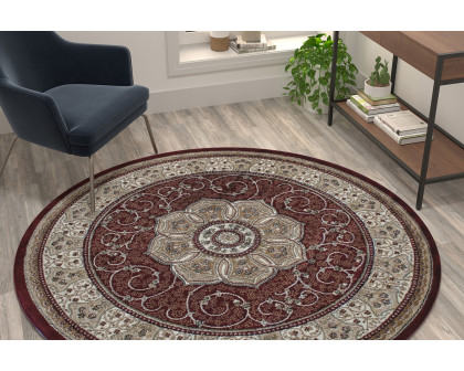 BLNK - Portman Collection Persian Style Round Olefin Area Rug with Jute Backing