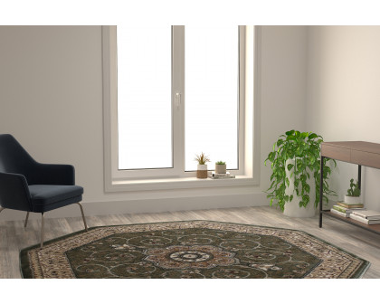 BLNK Portman Collection Persian Style Round Olefin Area Rug with Jute Backing