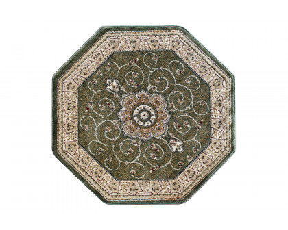 BLNK Portman Collection Persian Style Round Olefin Area Rug with Jute Backing - Green, 7'W x 7'L