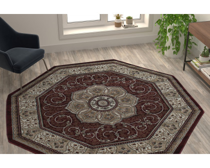 BLNK - Portman Collection Persian Style Octagon Olefin Area Rug with Jute Backing