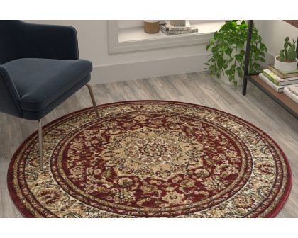 BLNK Mersin Collection Persian Style Octagon Olefin Area Rug with Jute Backing