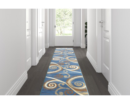 BLNK Valli Collection Abstract Olefin Area Rug with Jute Backing