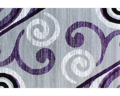 BLNK Valli Collection Abstract Olefin Area Rug with Jute Backing - Purple, 2'W x 11'L