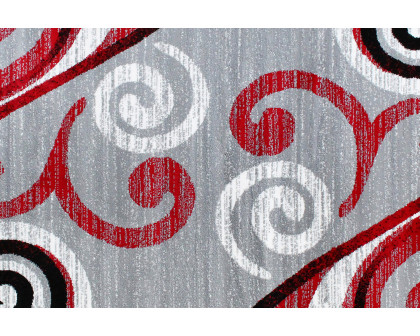 BLNK Valli Collection Abstract Olefin Area Rug with Jute Backing - Red, 2'W x 11'L