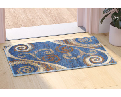 BLNK - Valli Collection Abstract Olefin Area Rug with Jute Backing