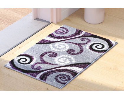 BLNK Valli Collection Abstract Olefin Area Rug with Jute Backing - Purple, 2'W x 3'L