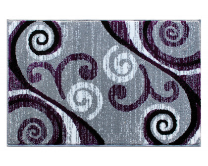 BLNK Valli Collection Abstract Olefin Area Rug with Jute Backing - Purple, 2'W x 3'L