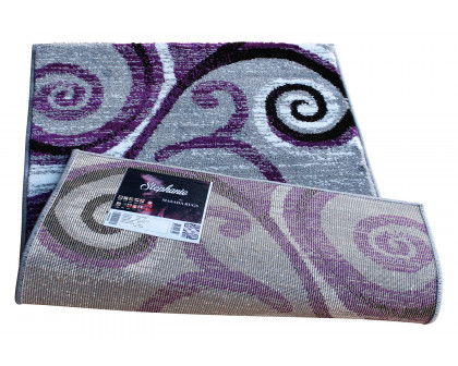 BLNK Valli Collection Abstract Olefin Area Rug with Jute Backing - Purple, 2'W x 3'L