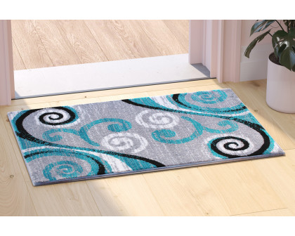 BLNK - Valli Collection Abstract Olefin Area Rug with Jute Backing