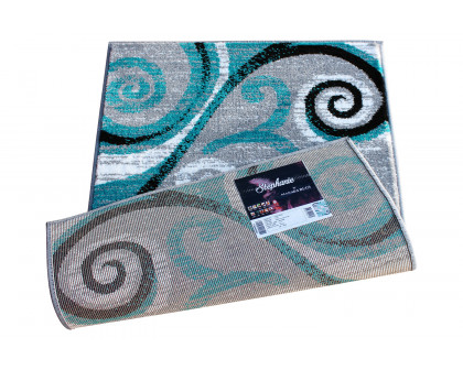 BLNK Valli Collection Abstract Olefin Area Rug with Jute Backing - Turquoise, 2'W x 3'L