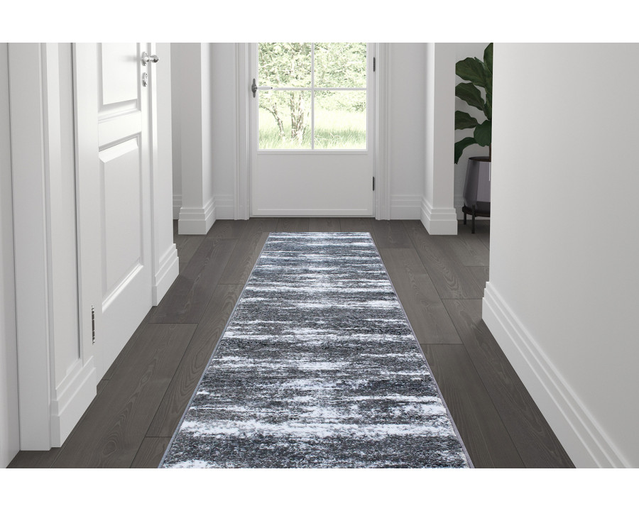 BLNK Valli Collection Abstract Olefin Area Rug with Jute Backing - Purple, 2'W x 7'L