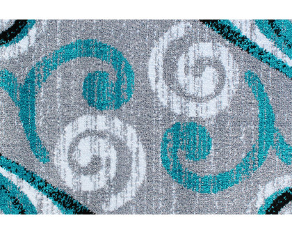 BLNK Valli Collection Abstract Olefin Area Rug with Jute Backing - Turquoise, 3'W x 16'L