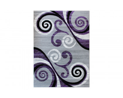 BLNK Valli Collection Abstract Olefin Area Rug with Jute Backing - Purple, 4'W x 5'L