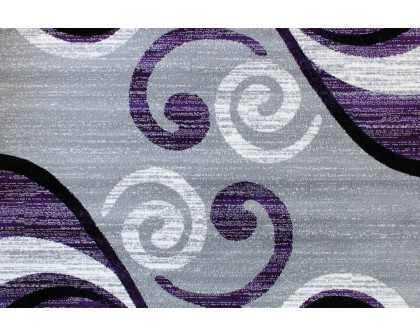 BLNK Valli Collection Abstract Olefin Area Rug with Jute Backing - Purple, 4'W x 5'L