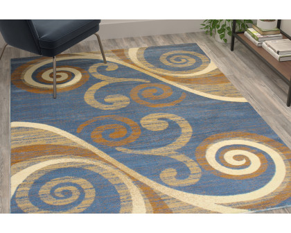 BLNK Valli Collection Abstract Olefin Area Rug with Jute Backing