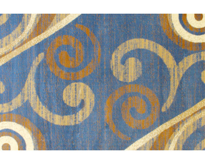 BLNK Valli Collection Abstract Olefin Area Rug with Jute Backing - Blue, 5'W x 7'L